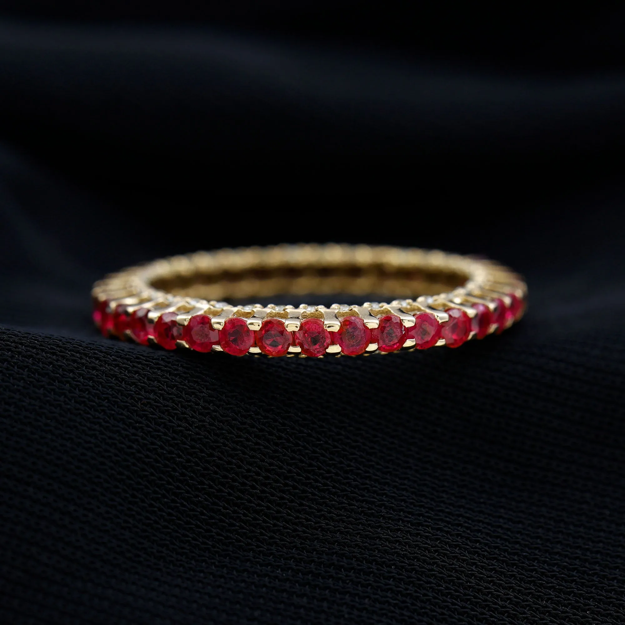 Round Ruby and Diamond Eternity Wedding Band