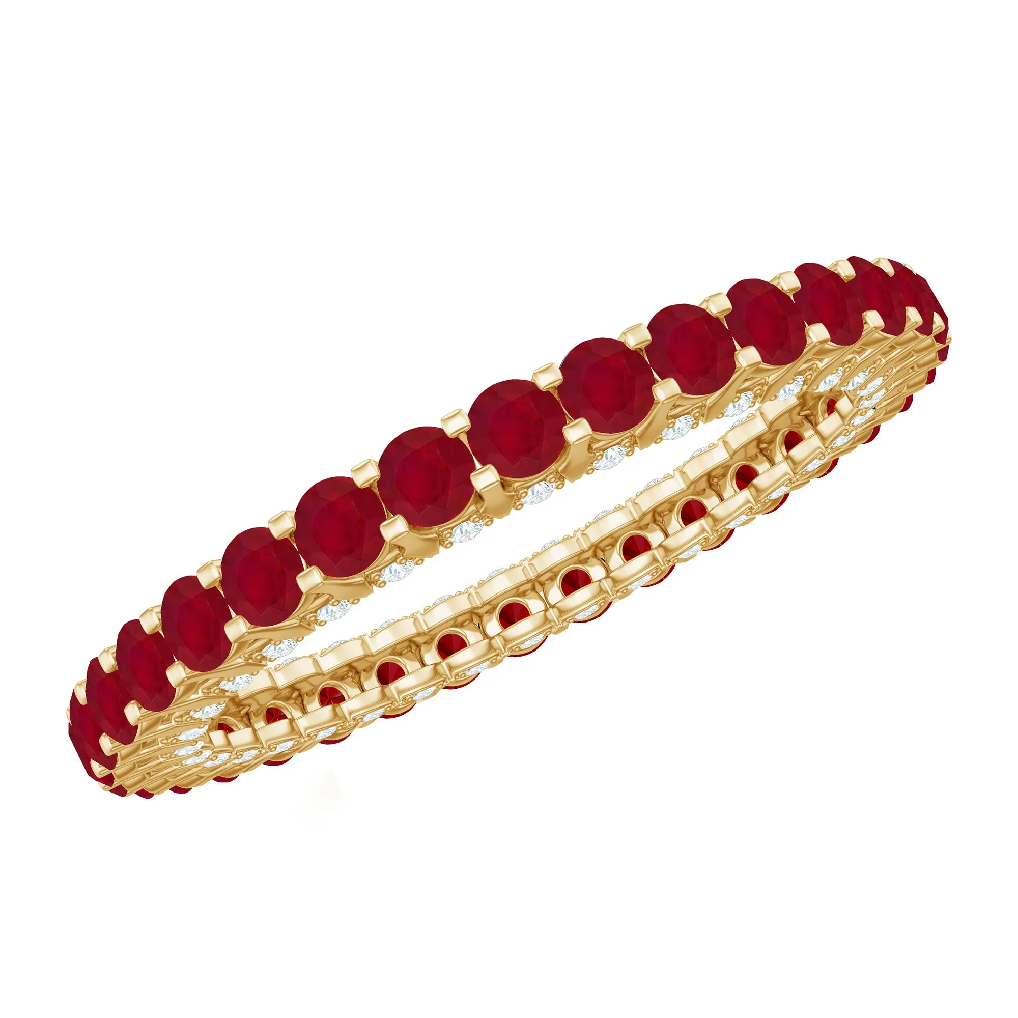 Round Ruby and Diamond Eternity Wedding Band