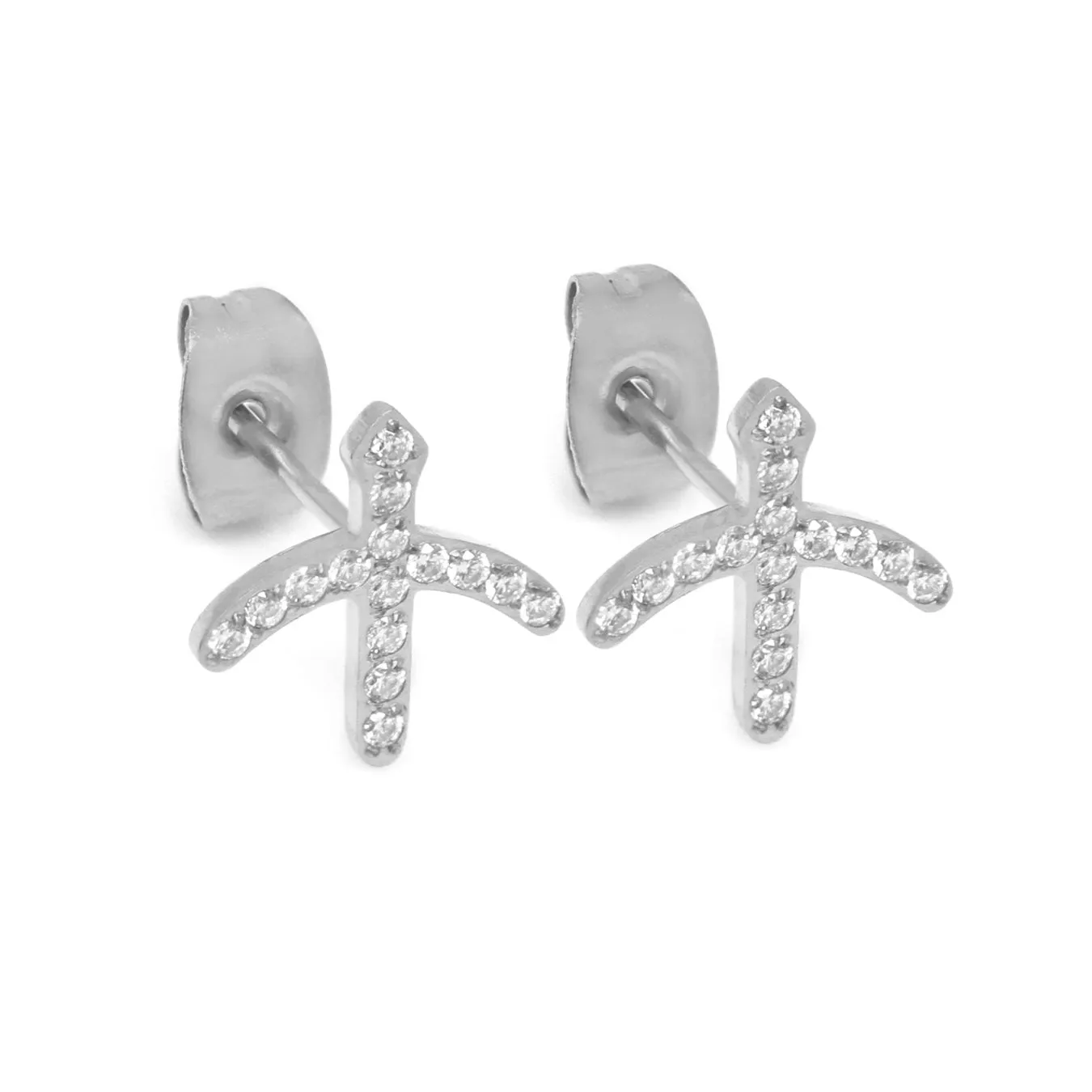 Sagittarius Earrings with CZ Stones - Silver
