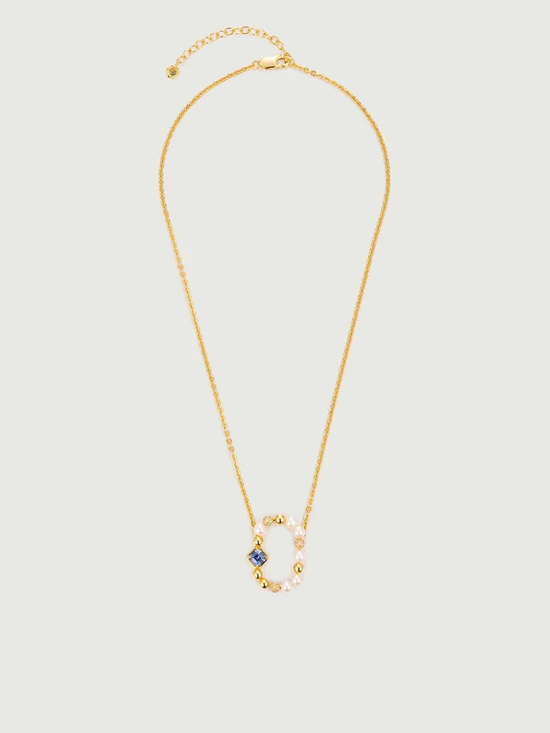 Sapphire Rectangle Charm Necklace