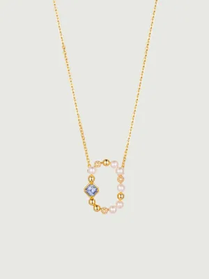 Sapphire Rectangle Charm Necklace