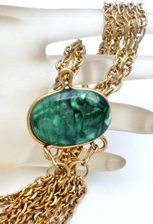 Sarah Coventry Necklace with Green Stone