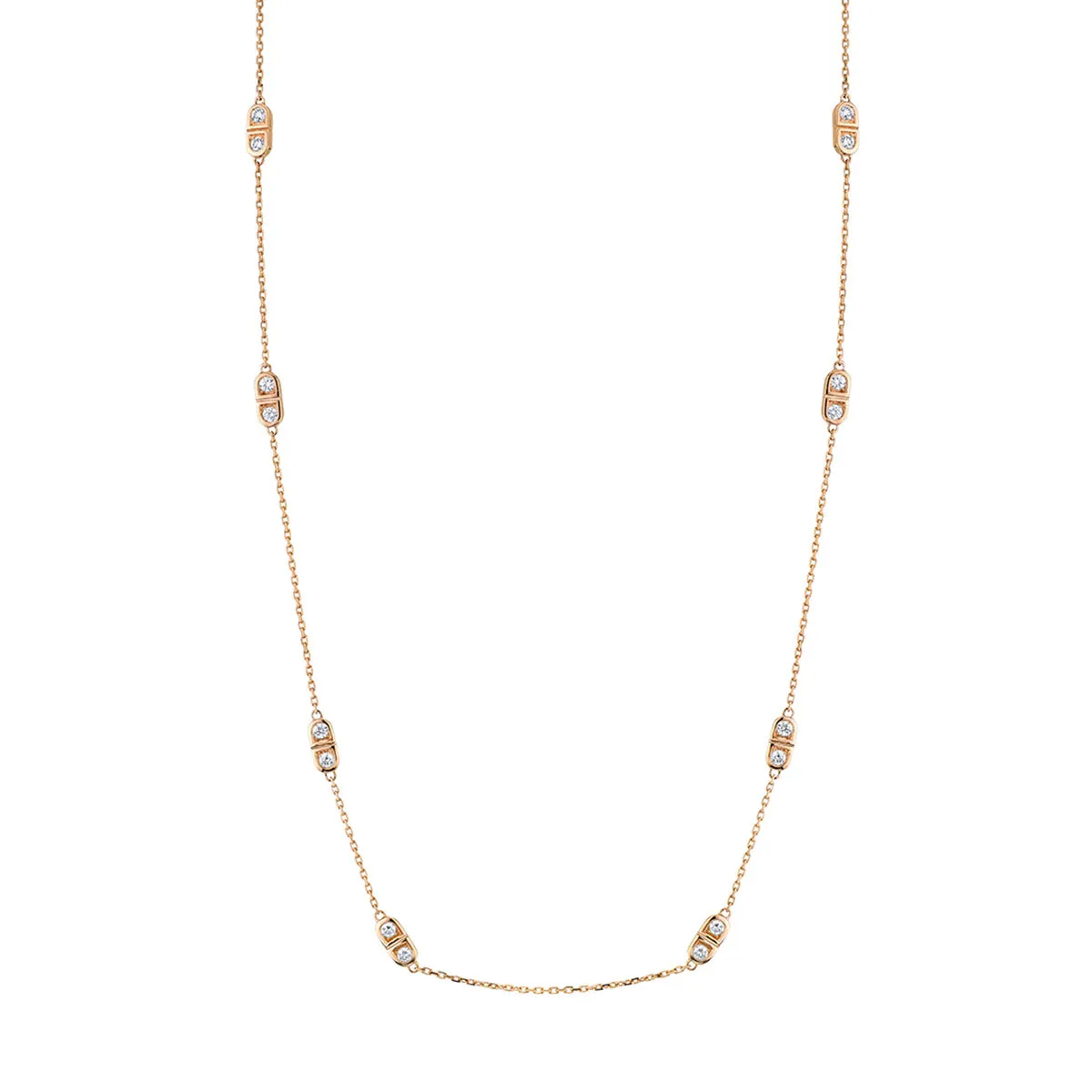 Scallop Silhouette Diamond Station Necklace