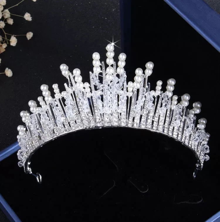 Silver and Pearl Princess Tiara Detail Princess Queen headdress