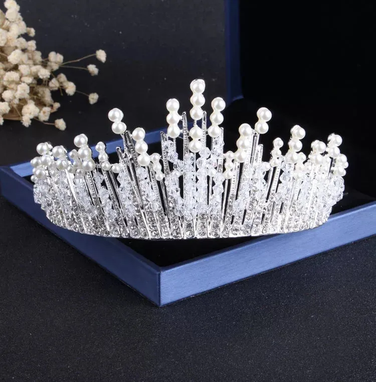 Silver and Pearl Princess Tiara Detail Princess Queen headdress