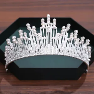 Silver and Pearl Princess Tiara Detail Princess Queen headdress
