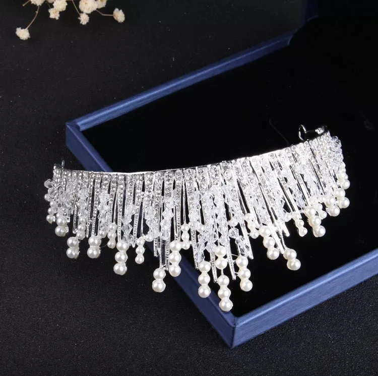 Silver and Pearl Princess Tiara Detail Princess Queen headdress