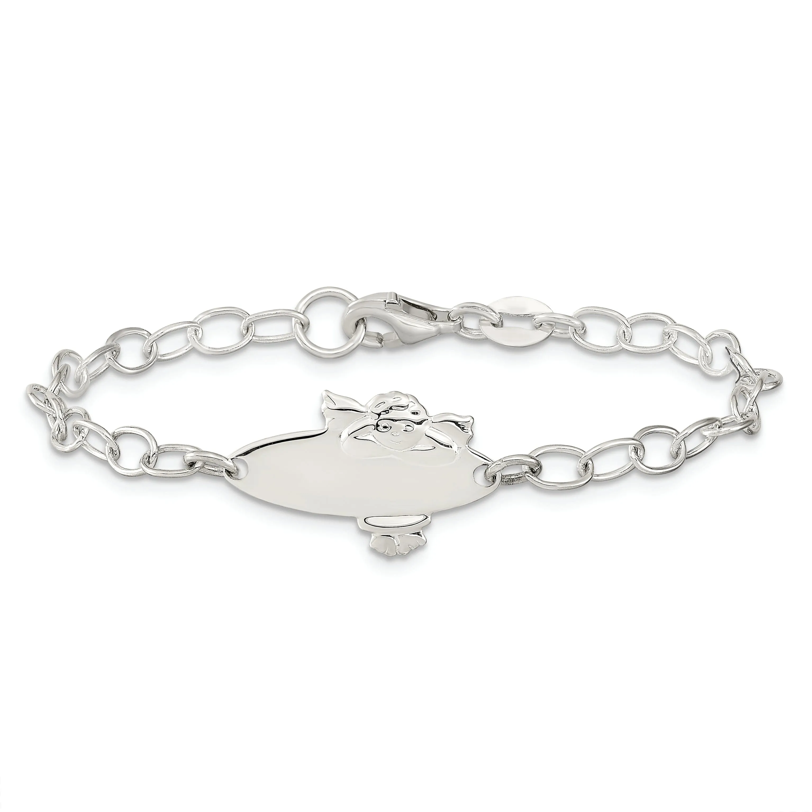 Silver Angel Baby Engraveable ID Bracelet