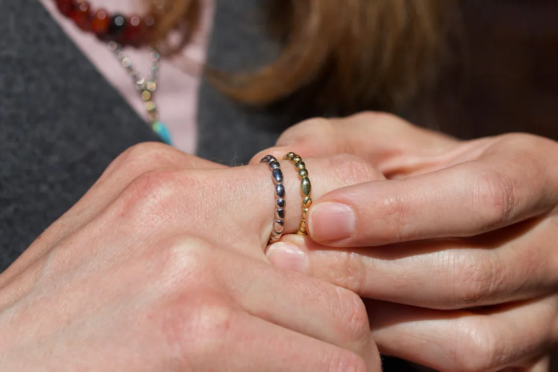 Skinny Random Pebble Stacking Ring
