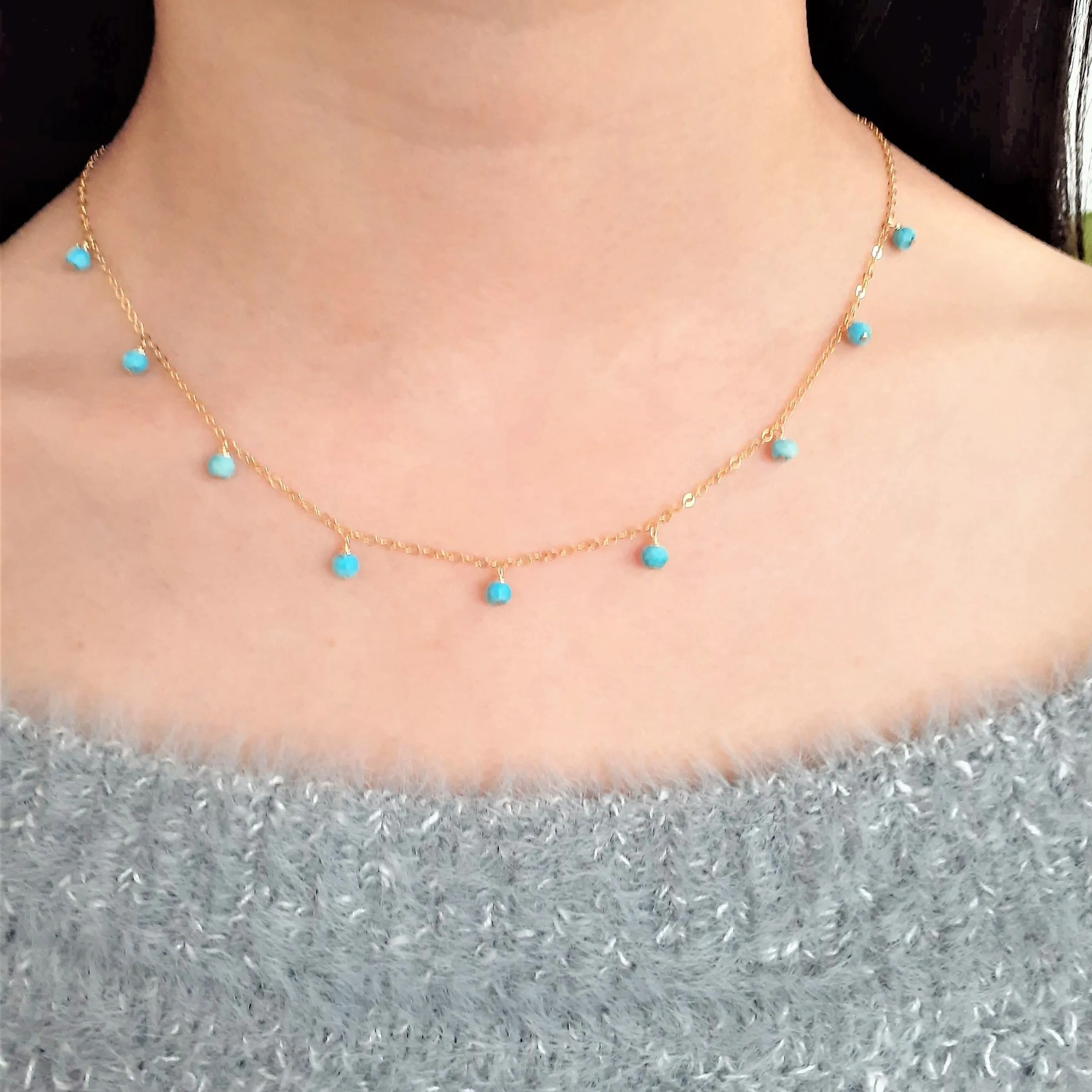 Sleeping Beauty Turquoise Drop Choker Necklace