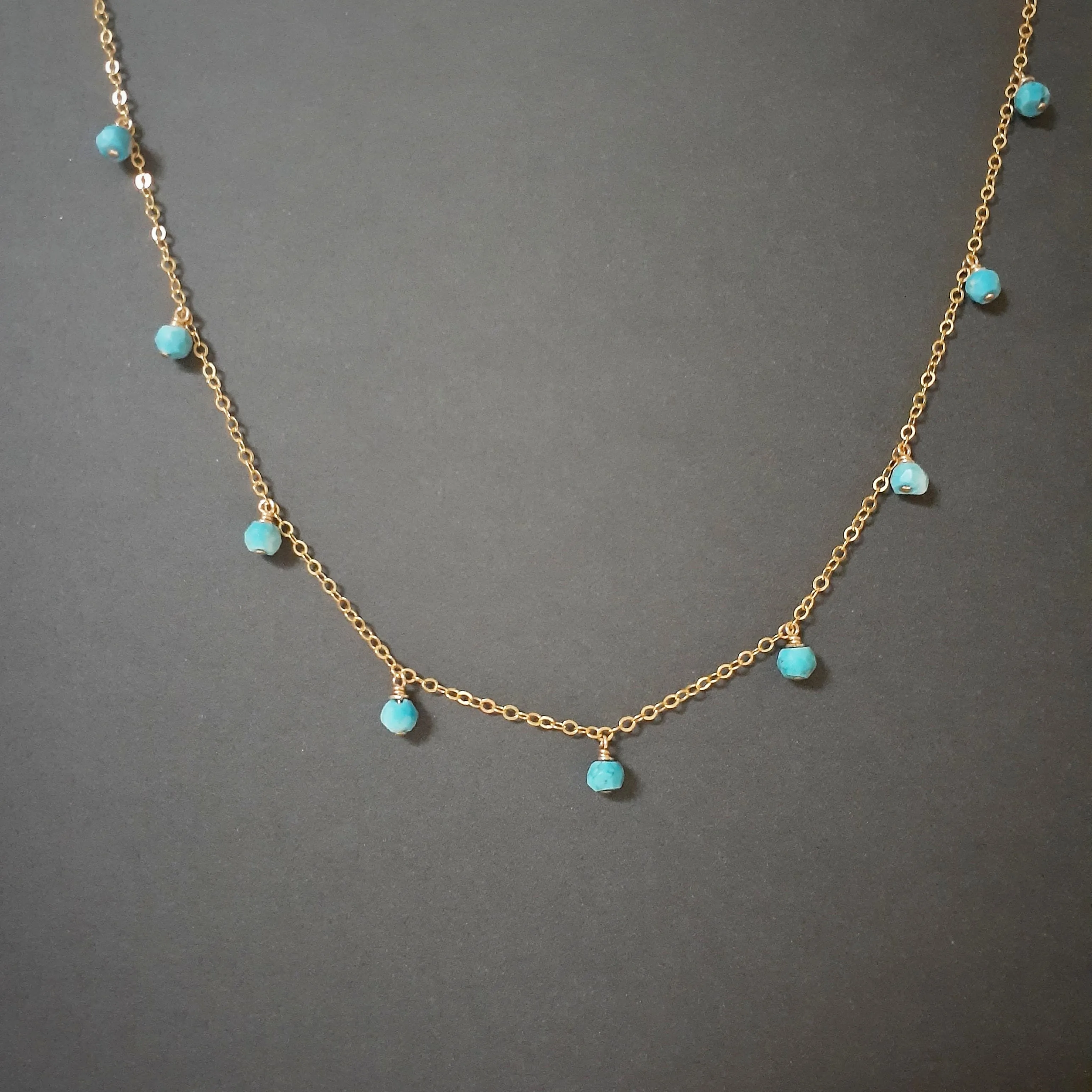 Sleeping Beauty Turquoise Drop Choker Necklace