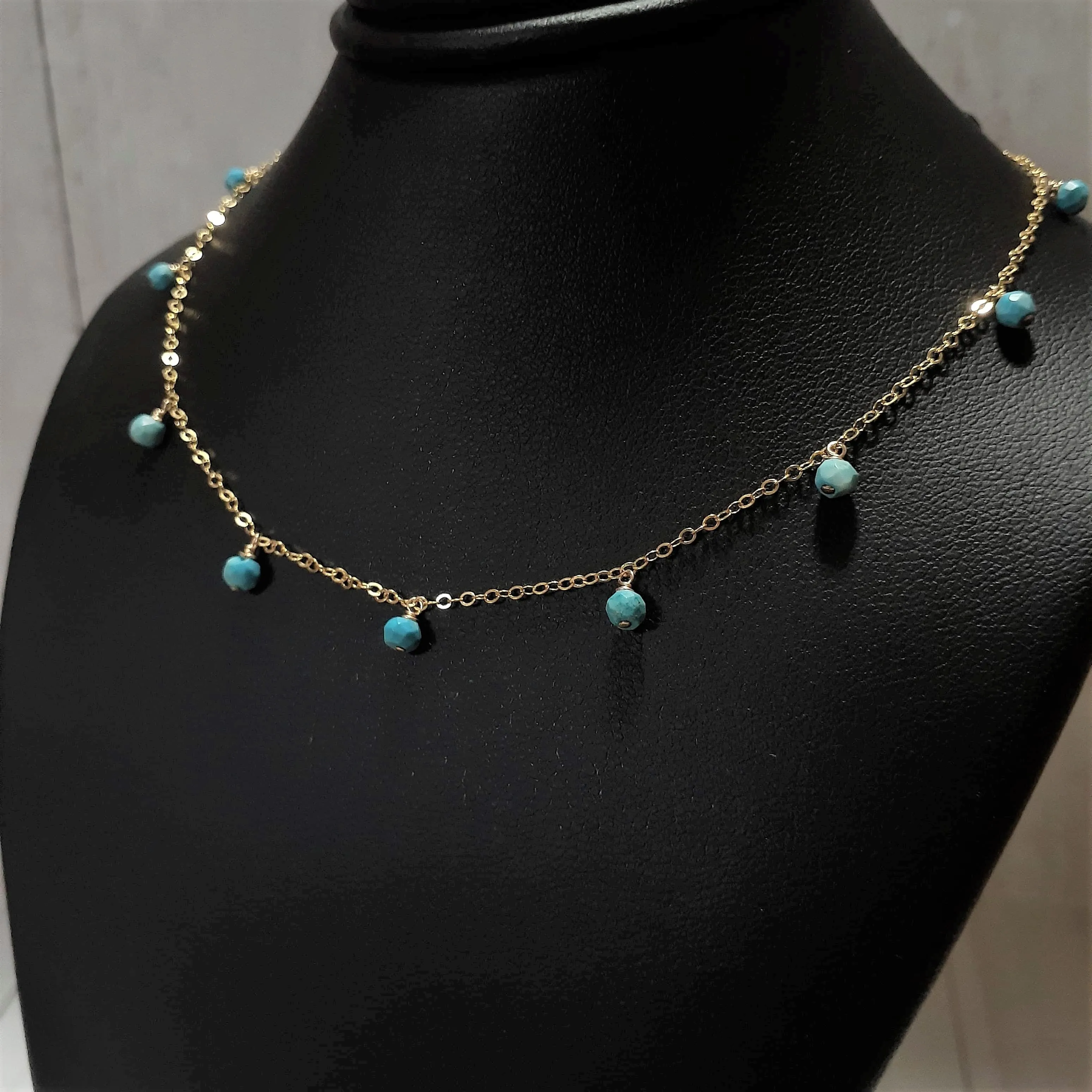 Sleeping Beauty Turquoise Drop Choker Necklace