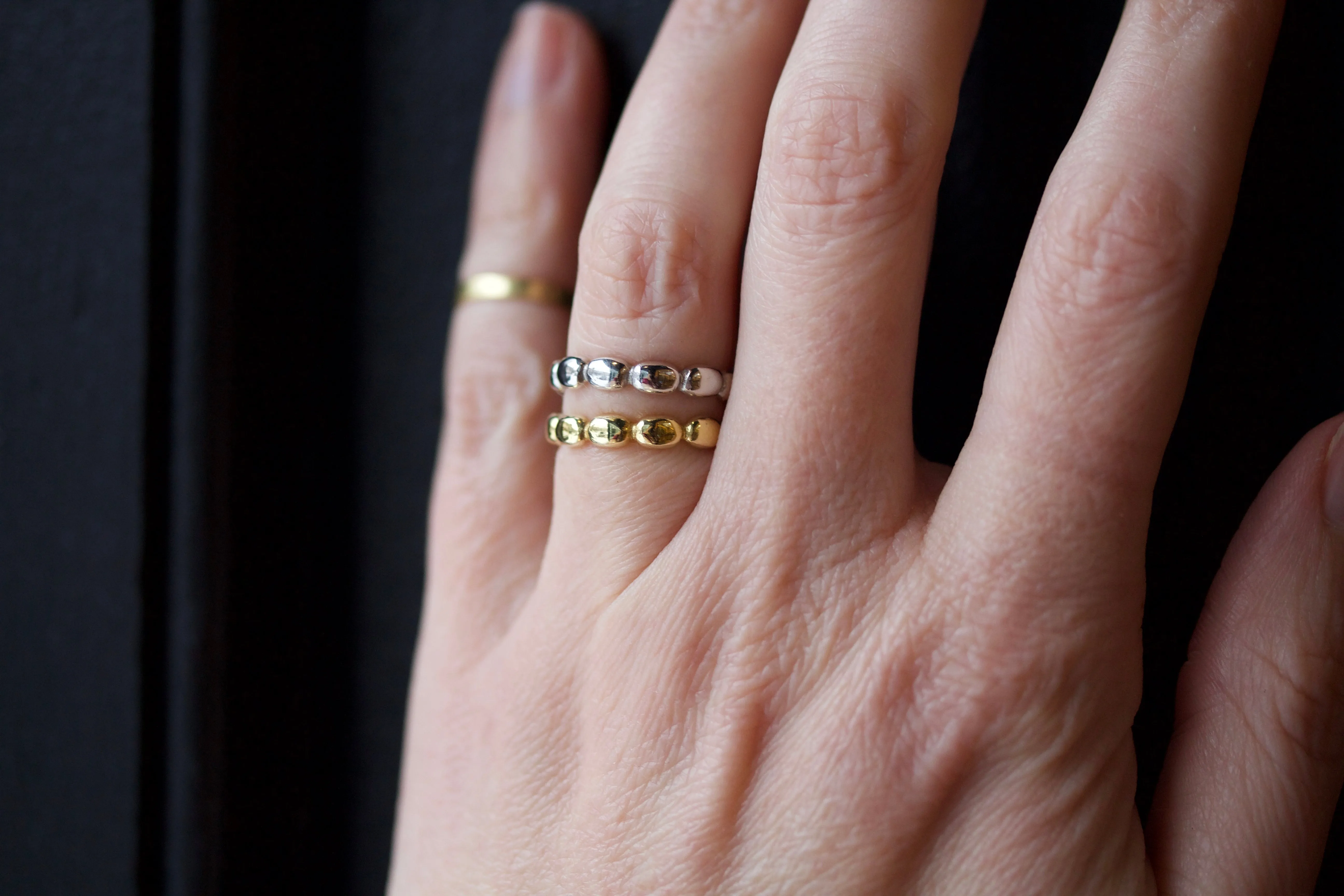Small Pebble Stacking Ring