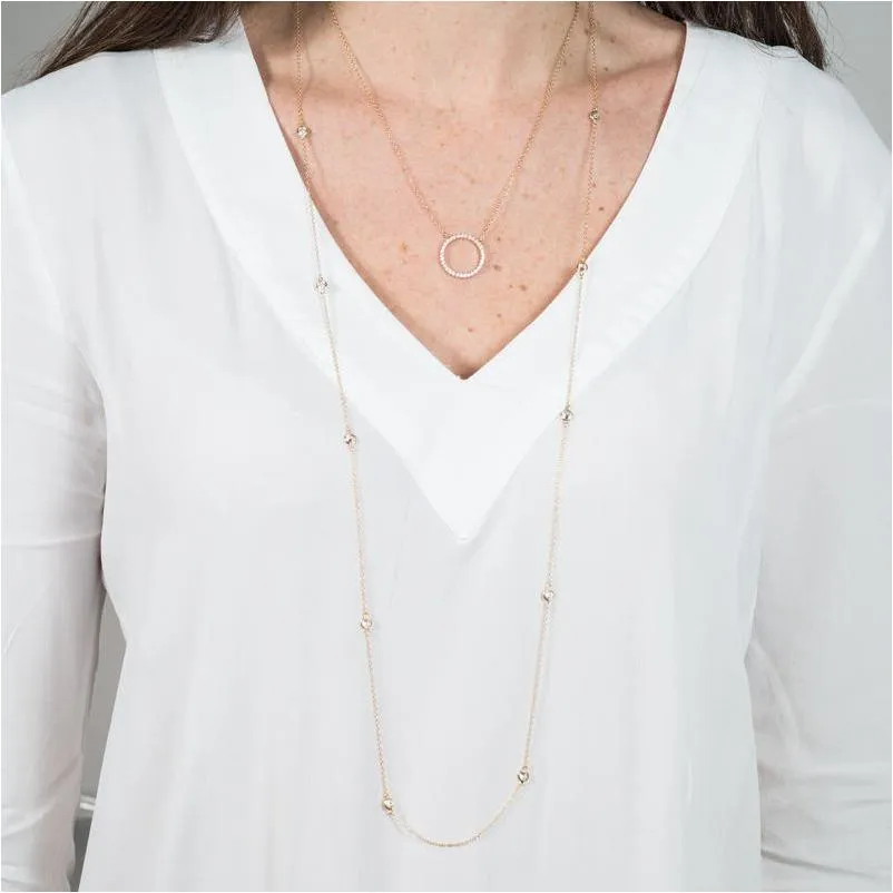 Sofia 34" 18ct Yellow Gold Vermeil & Cubic Zirconia Long Necklace
