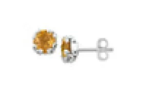 SS 7MM ROUND CITRINE STUDS