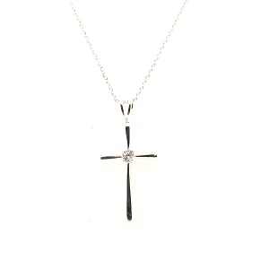 Sterling Silver Cross and Cubic Zirconia Necklace