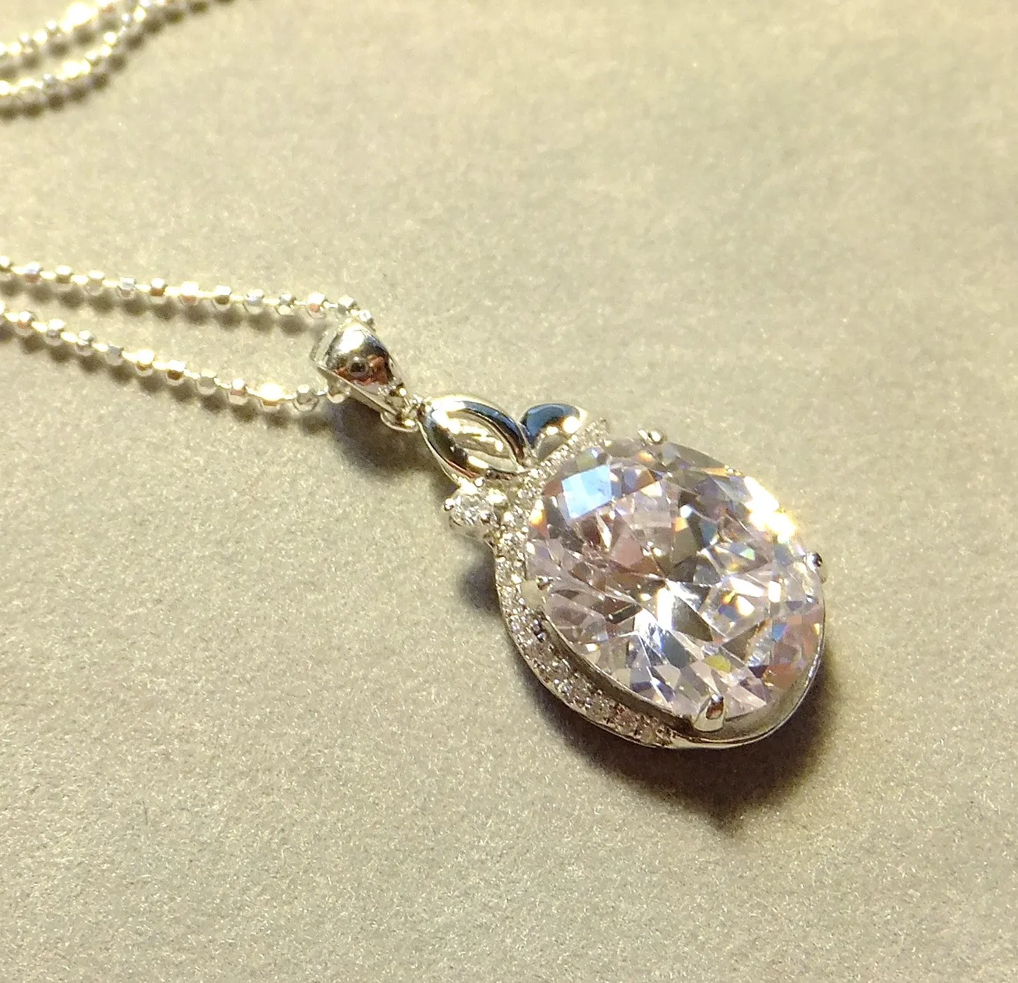 Sterling Silver Cubic Zirconia Pendant Necklace