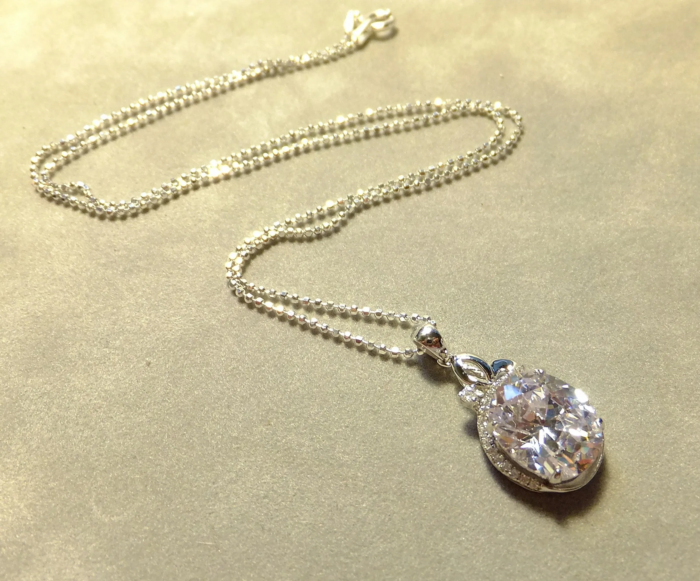 Sterling Silver Cubic Zirconia Pendant Necklace