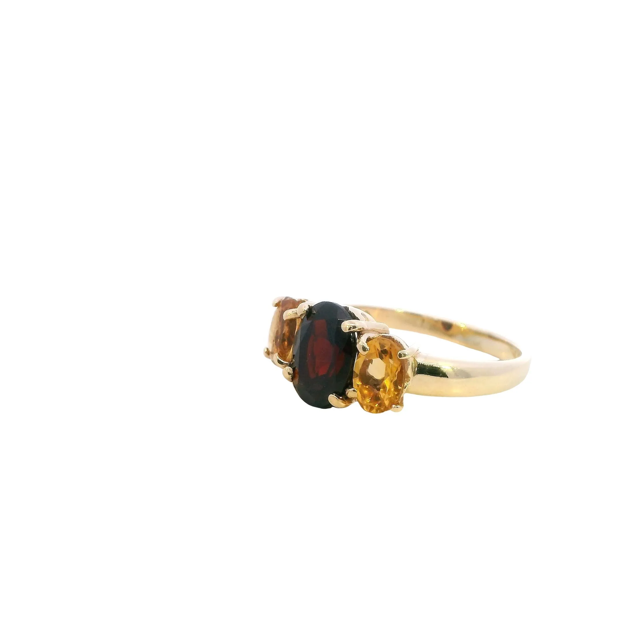 Stunning 9ct Yellow Gold Garnet & Citrine Ring
