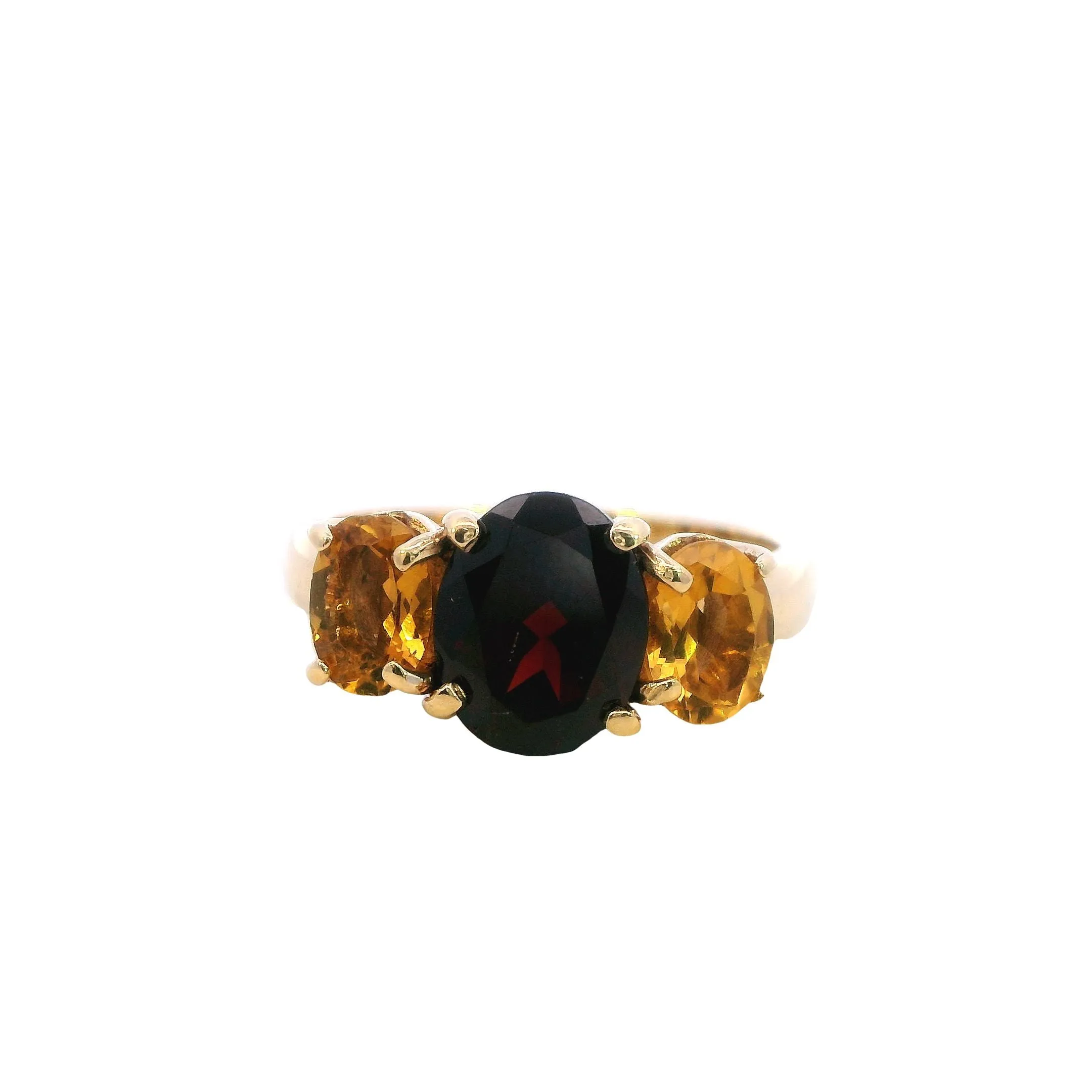 Stunning 9ct Yellow Gold Garnet & Citrine Ring
