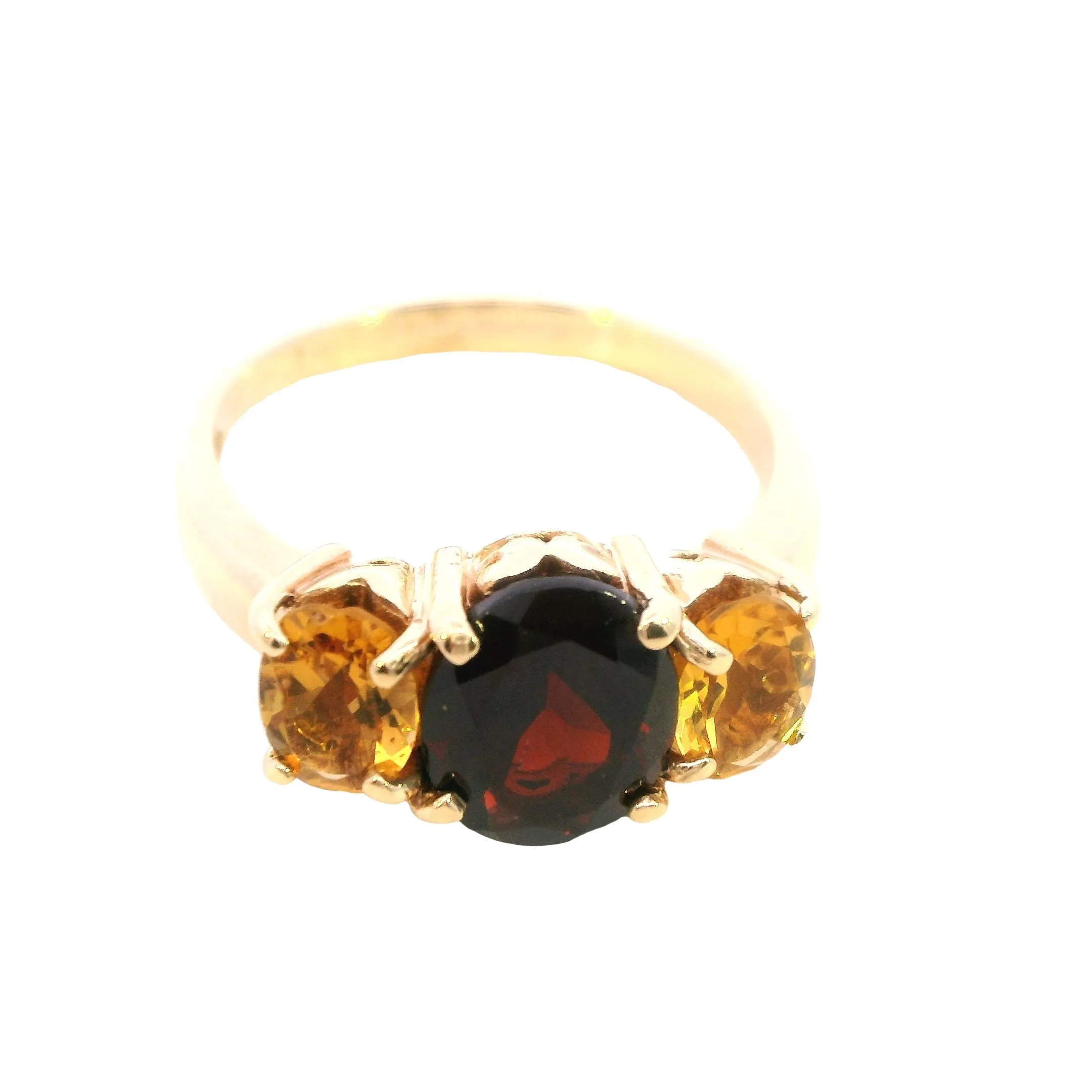 Stunning 9ct Yellow Gold Garnet & Citrine Ring