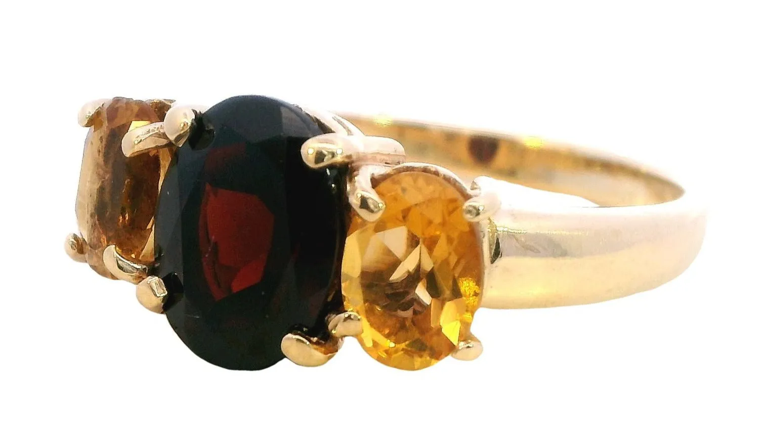 Stunning 9ct Yellow Gold Garnet & Citrine Ring