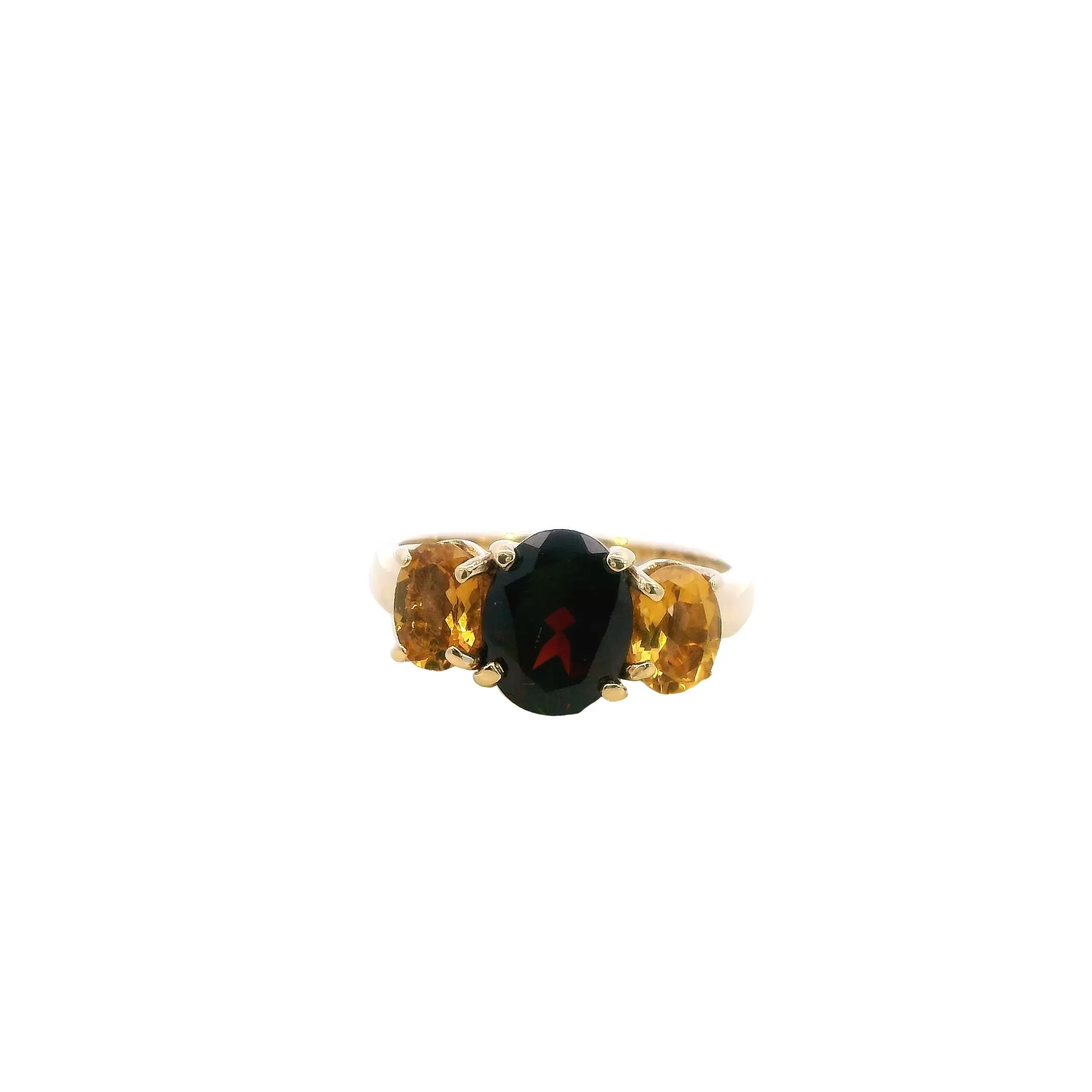 Stunning 9ct Yellow Gold Garnet & Citrine Ring