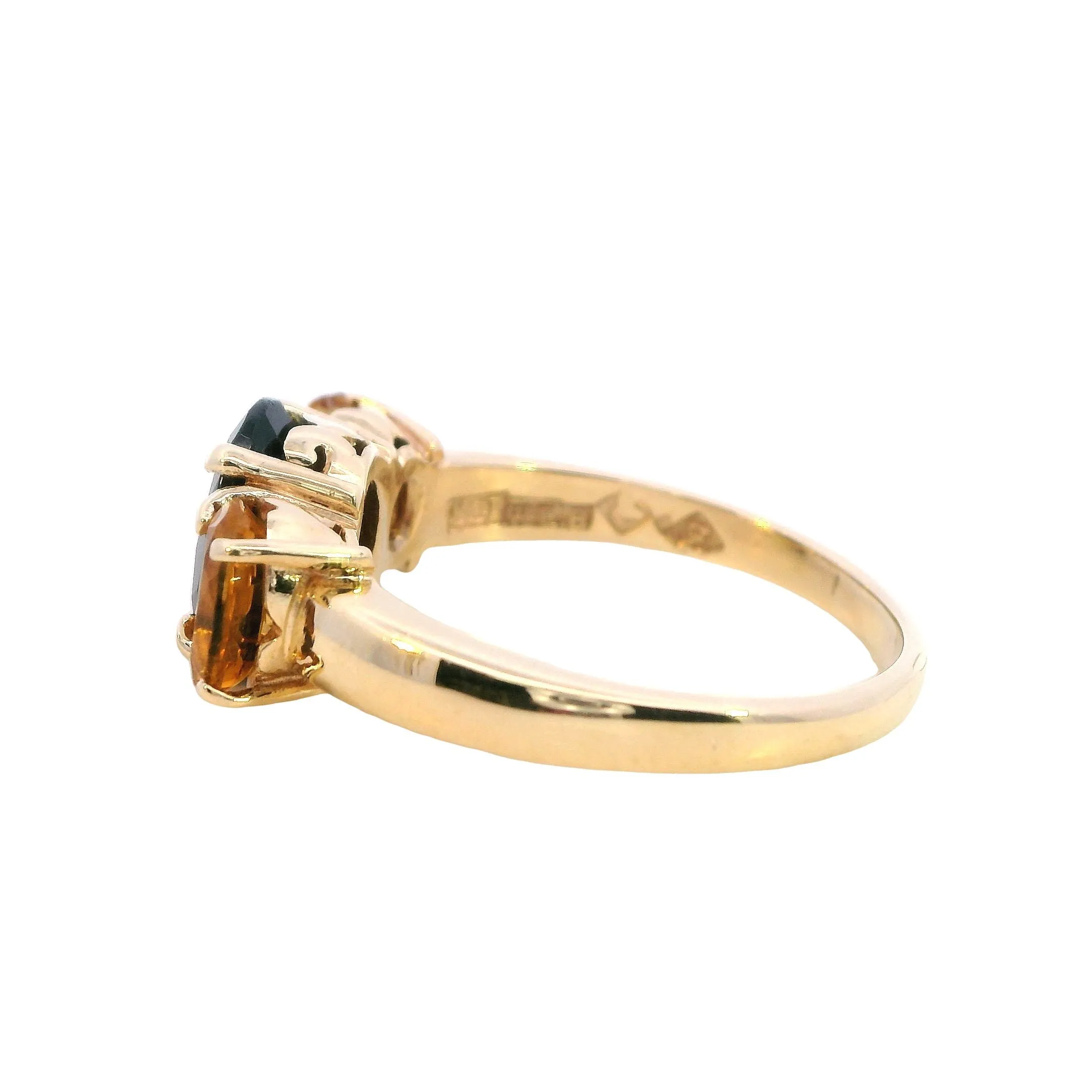 Stunning 9ct Yellow Gold Garnet & Citrine Ring