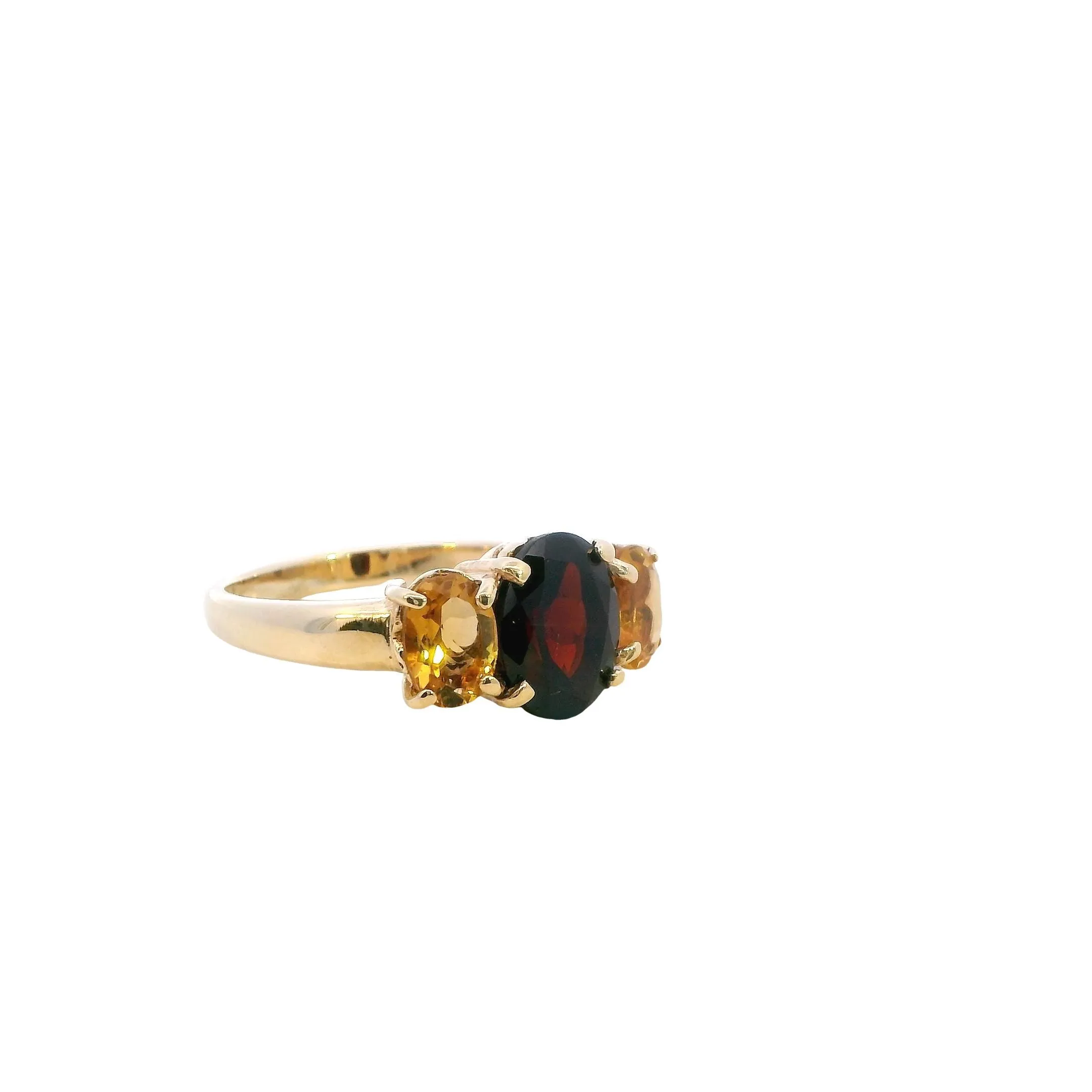 Stunning 9ct Yellow Gold Garnet & Citrine Ring