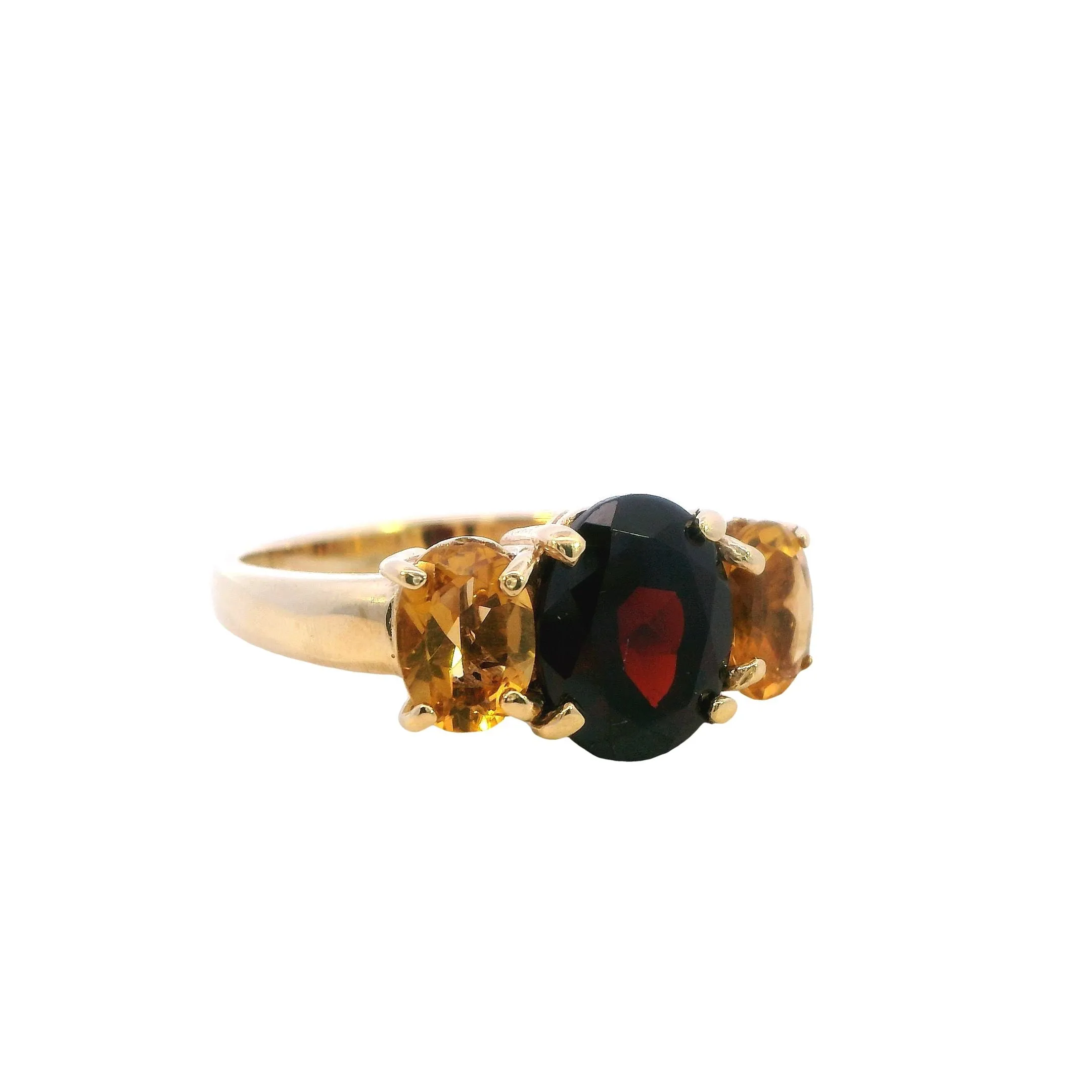 Stunning 9ct Yellow Gold Garnet & Citrine Ring
