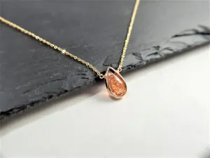 Sunstone Pear Briolette Pendant Necklace