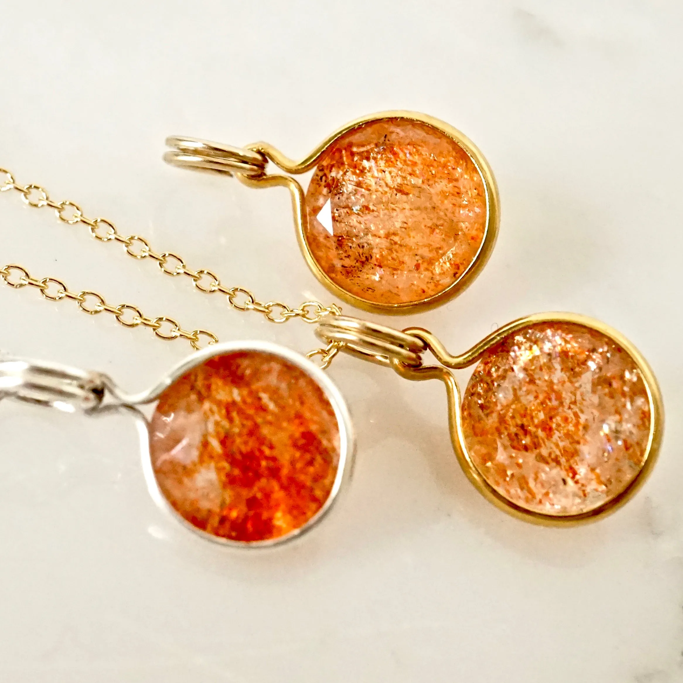Sunstone Pendant - Sunstone Necklace - Silver Sunstone - Gold Sunstone Pendant