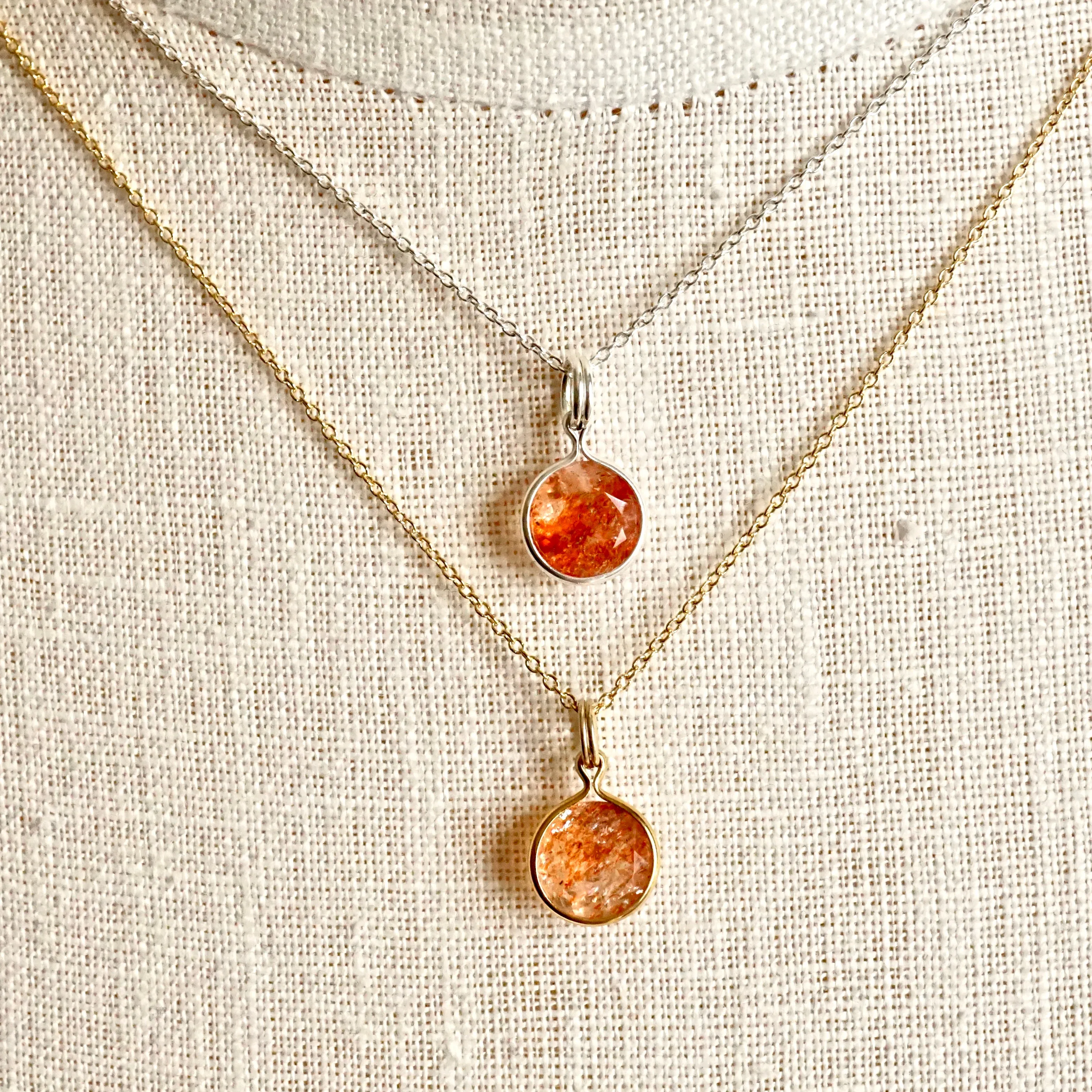 Sunstone Pendant - Sunstone Necklace - Silver Sunstone - Gold Sunstone Pendant