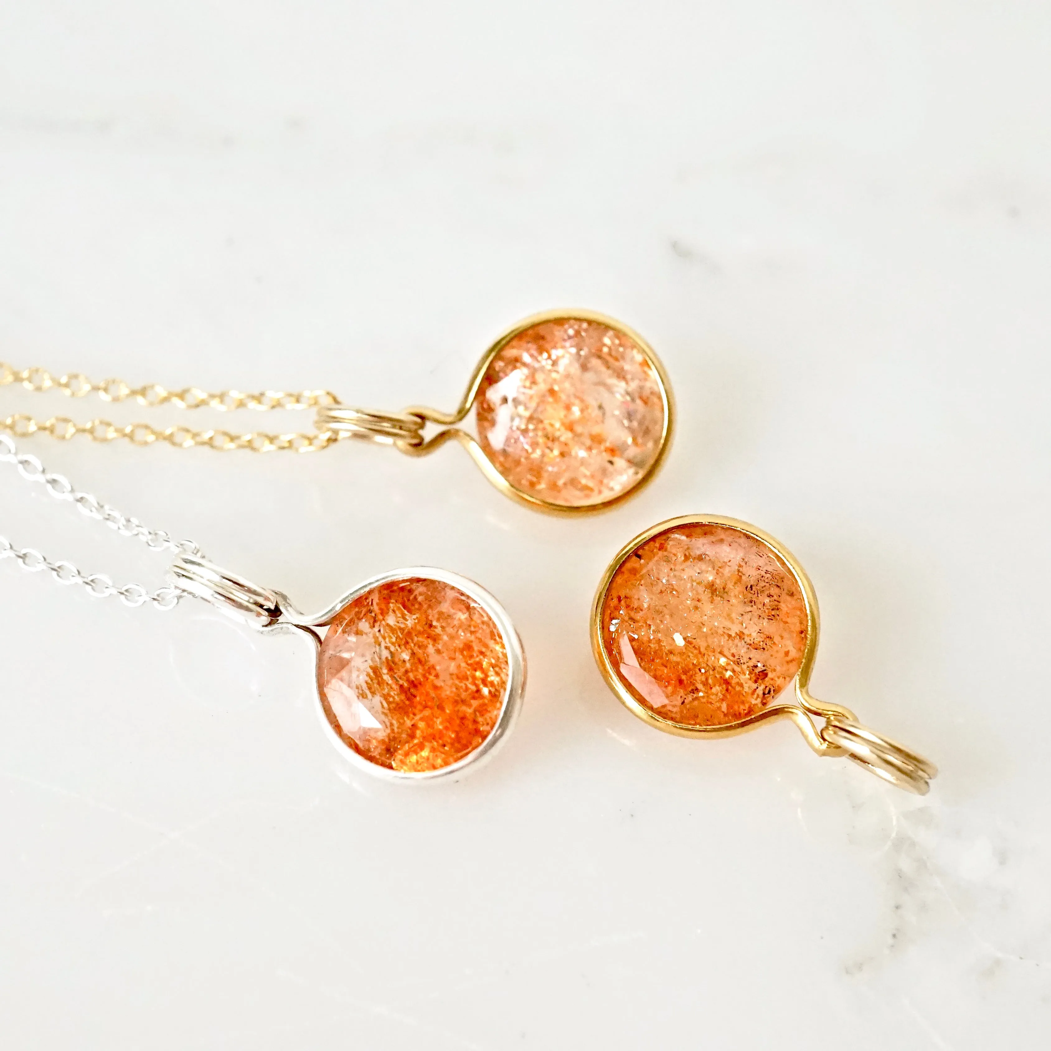 Sunstone Pendant - Sunstone Necklace - Silver Sunstone - Gold Sunstone Pendant
