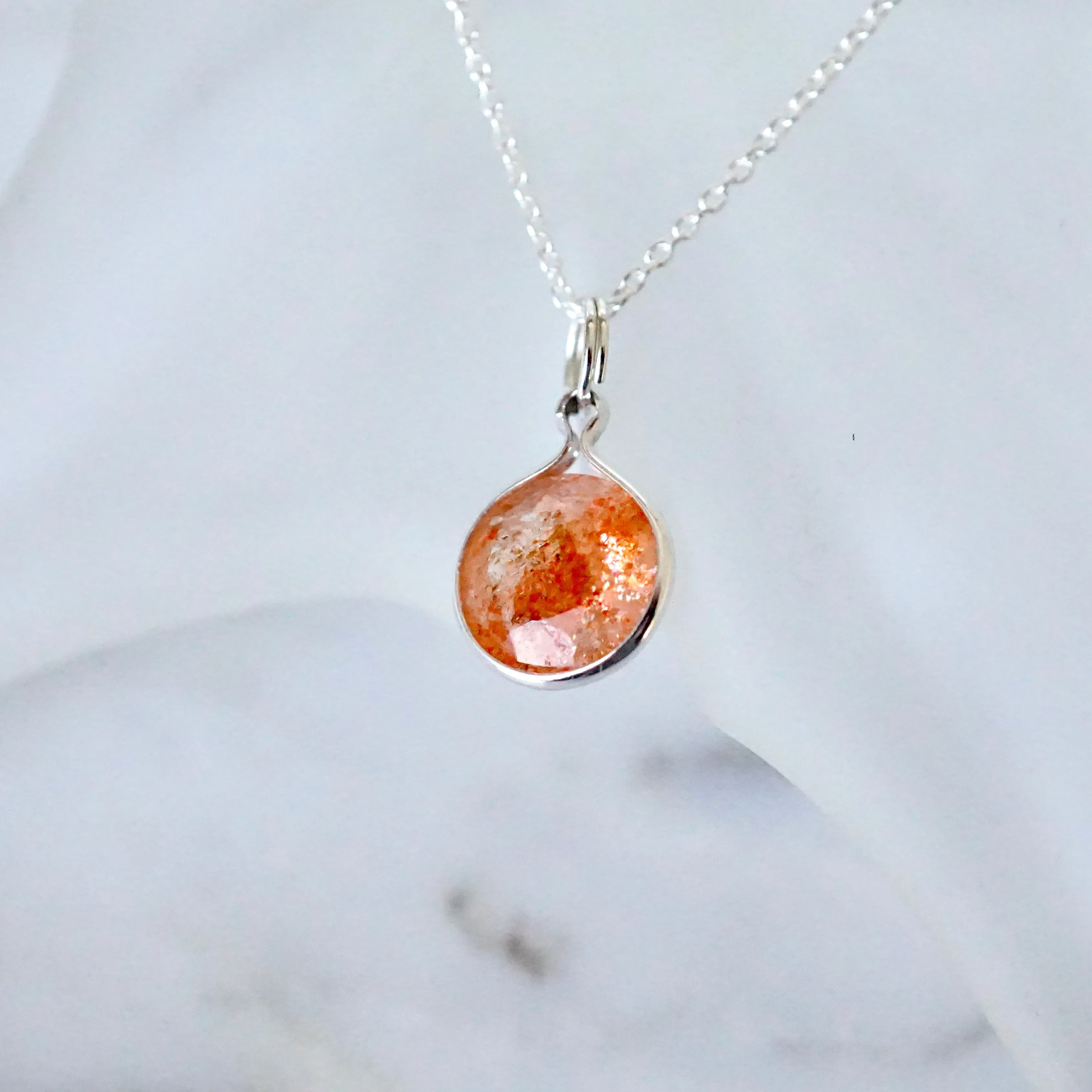 Sunstone Pendant - Sunstone Necklace - Silver Sunstone - Gold Sunstone Pendant