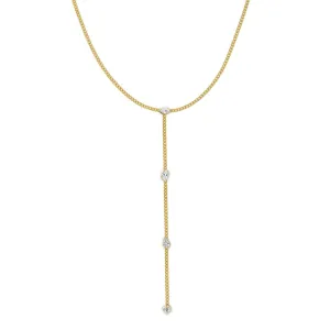 Thin Cuban Mixed Shape Topaz Lariat Necklace