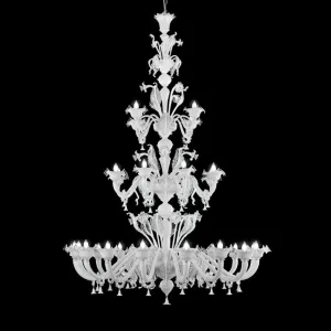 Triple-Tier White Glass Chandelier with 16 8 4 Lights