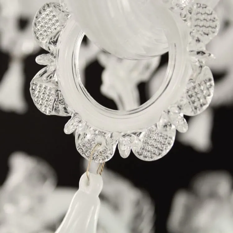 Triple-Tier White Glass Chandelier with 16 8 4 Lights