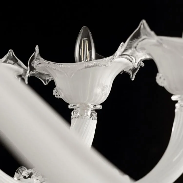 Triple-Tier White Glass Chandelier with 16 8 4 Lights
