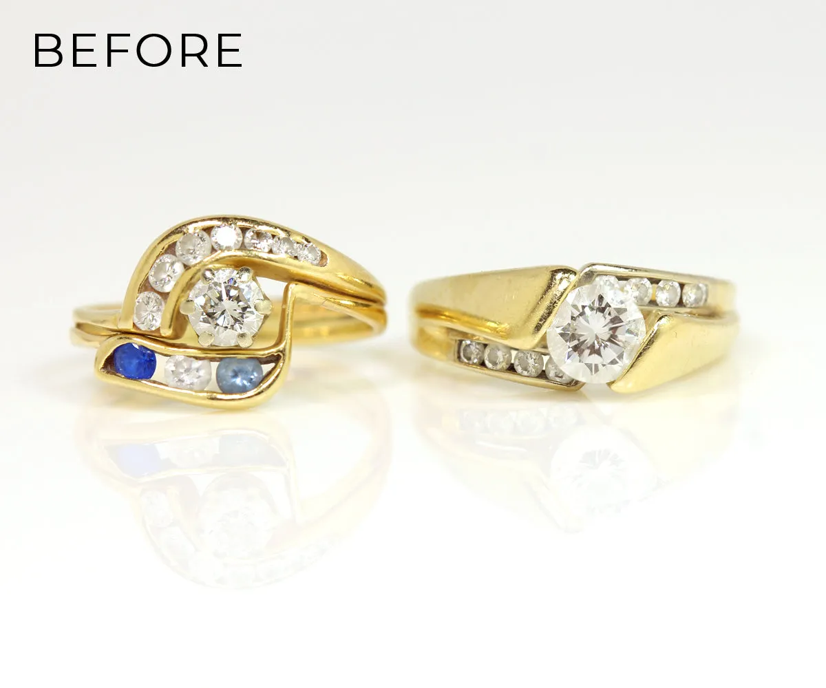 Twist Two-Toned Three Diamond Wedding Ring