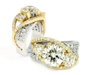 Twist Two-Toned Three Diamond Wedding Ring