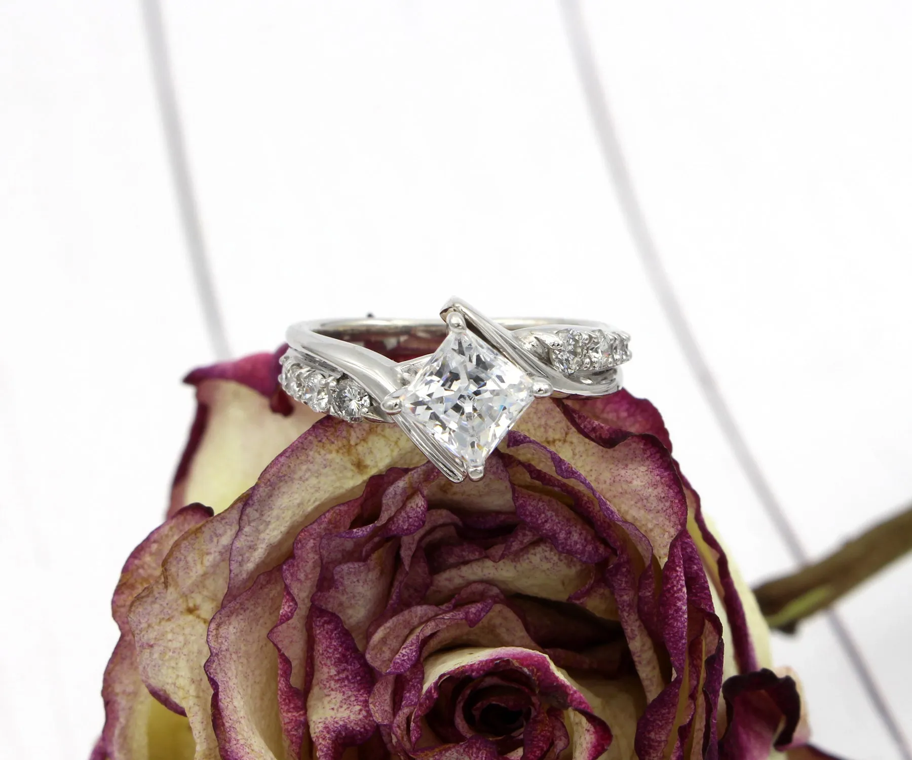 Twisted Contemporary Princess Diamond Engagement Ring