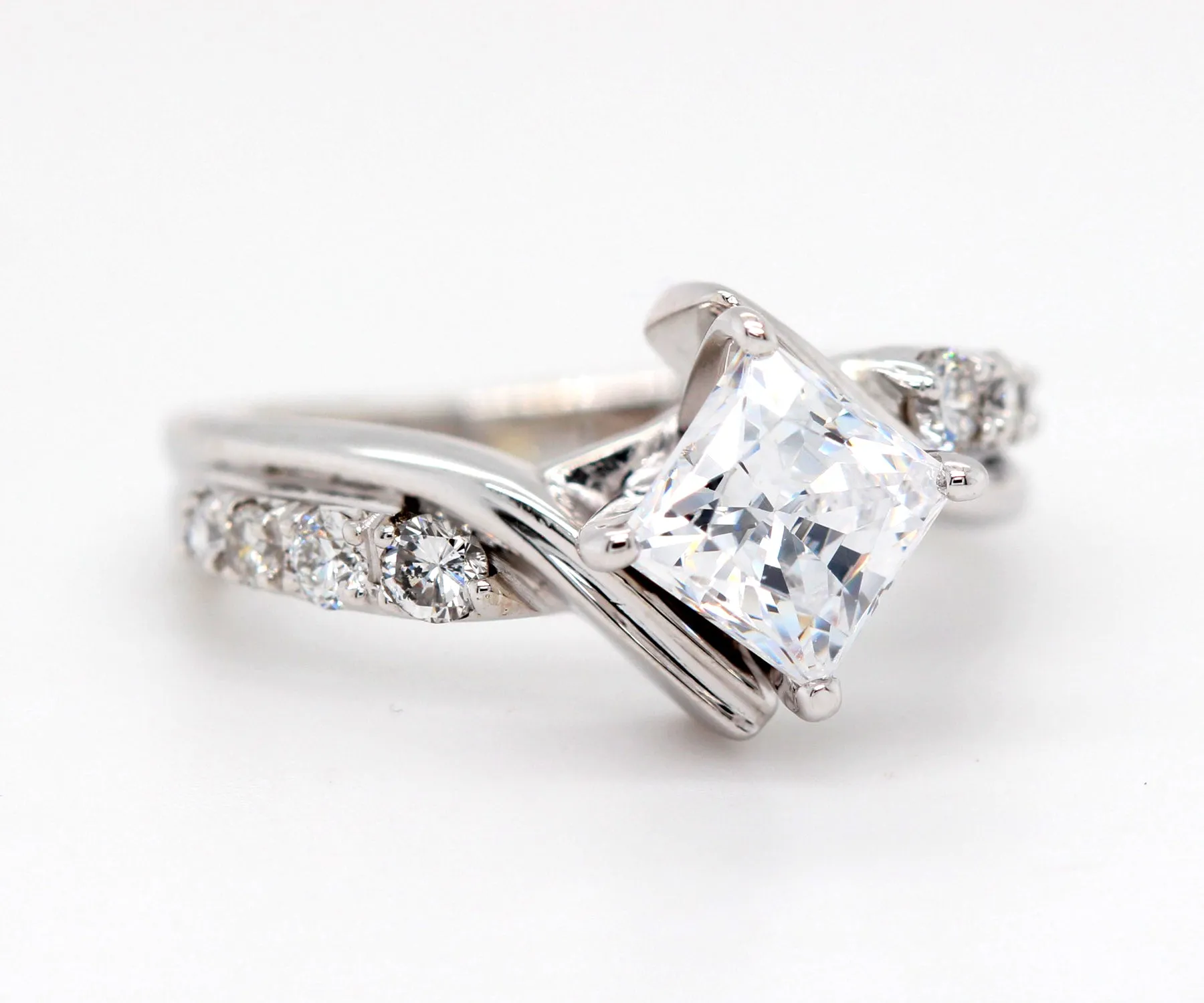 Twisted Contemporary Princess Diamond Engagement Ring