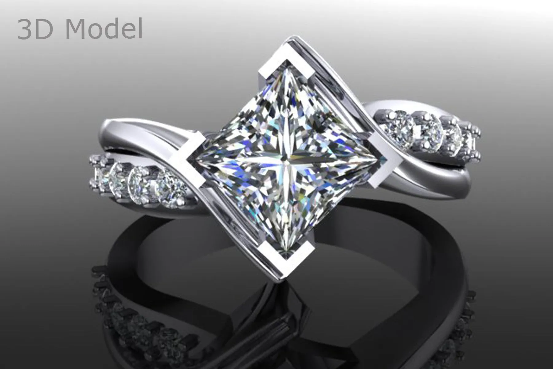 Twisted Contemporary Princess Diamond Engagement Ring
