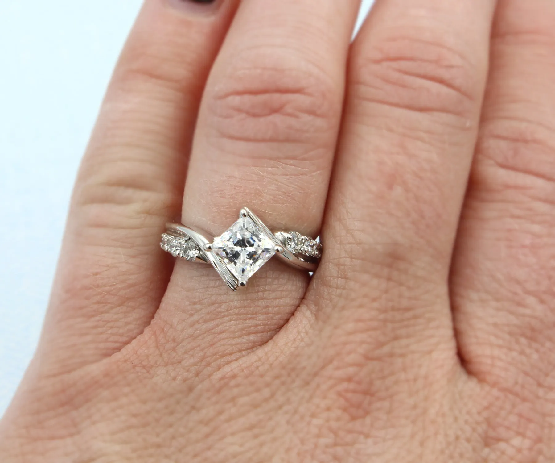 Twisted Contemporary Princess Diamond Engagement Ring