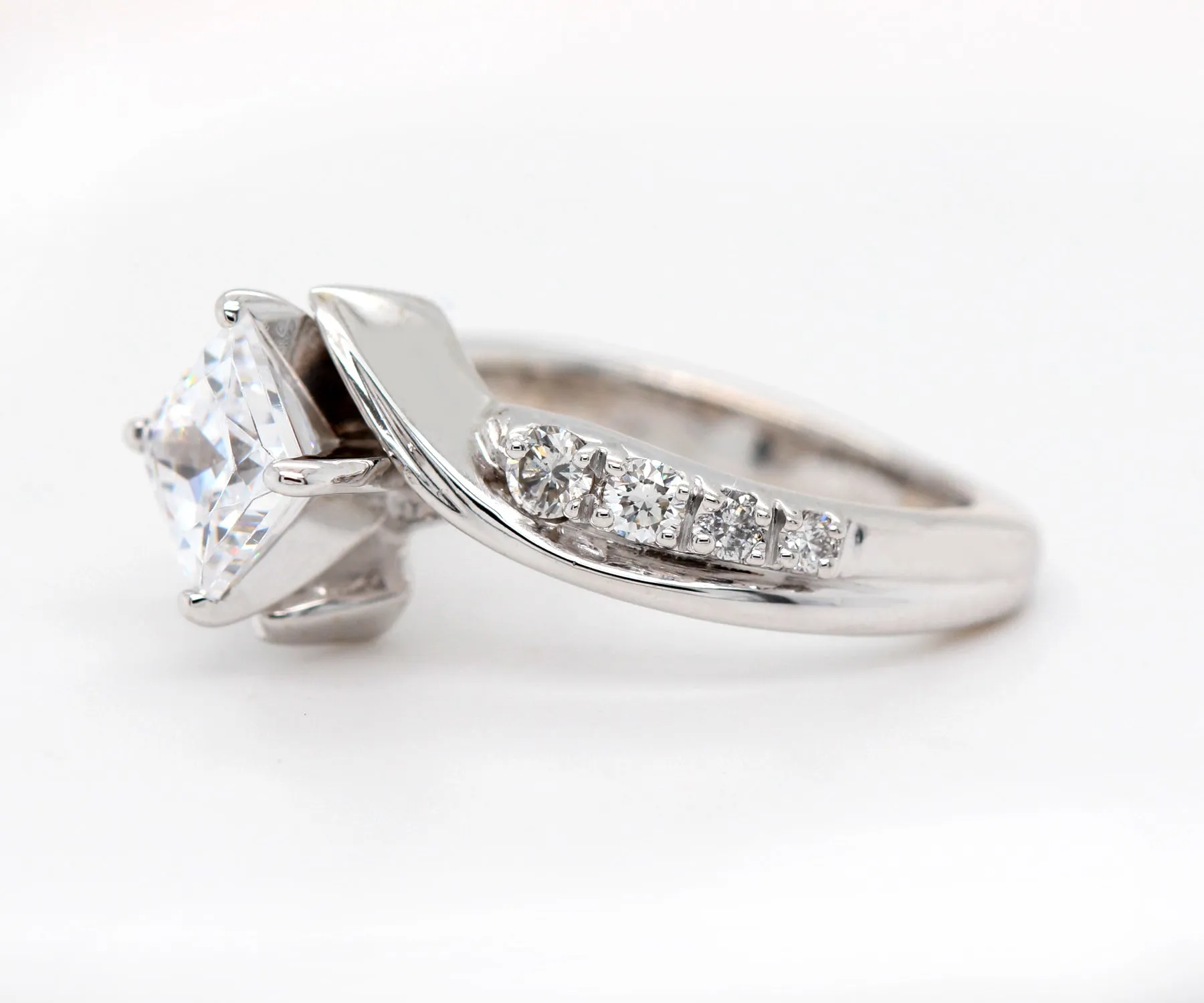 Twisted Contemporary Princess Diamond Engagement Ring