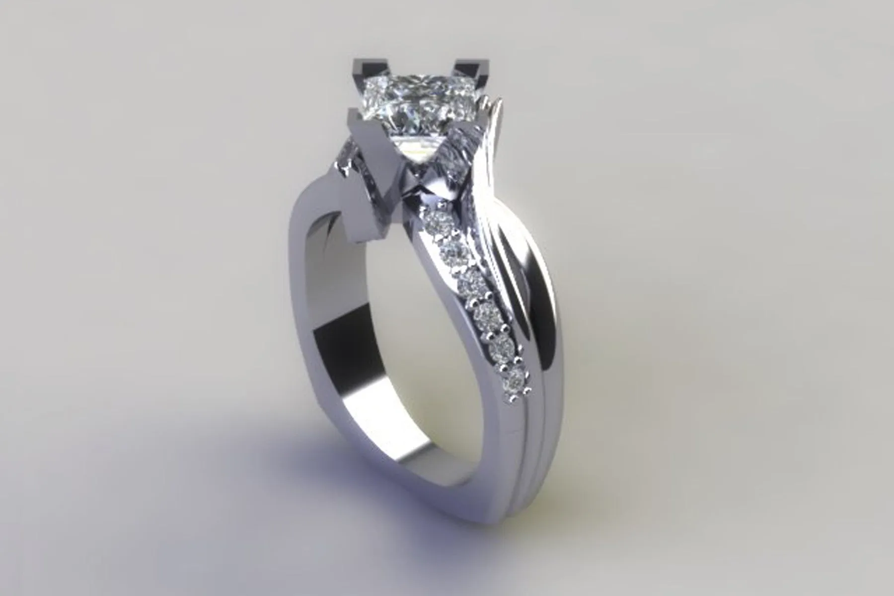 Twisted Contemporary Princess Diamond Engagement Ring
