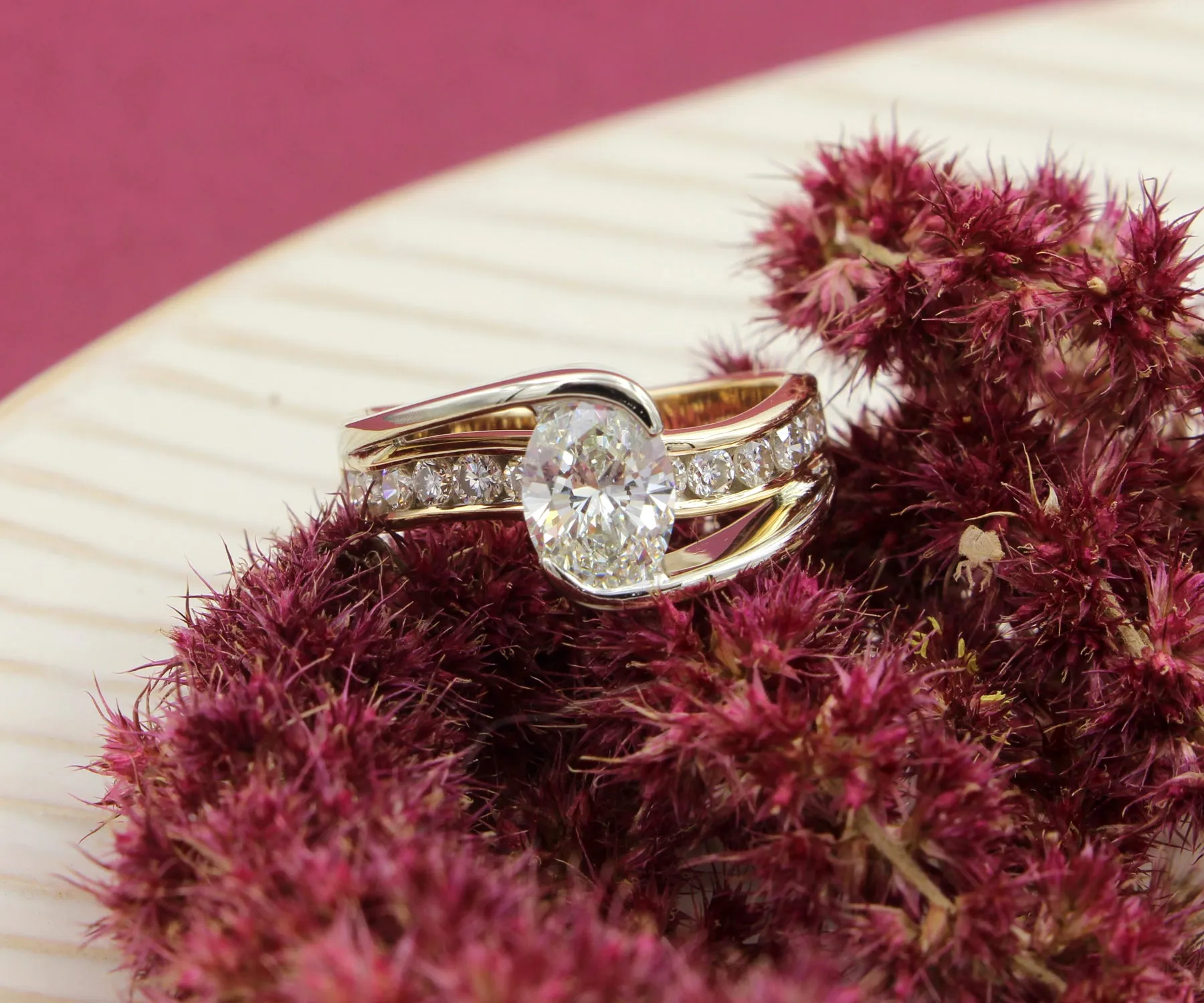Two Tone Oval Curved Wedding Ring Redesigned