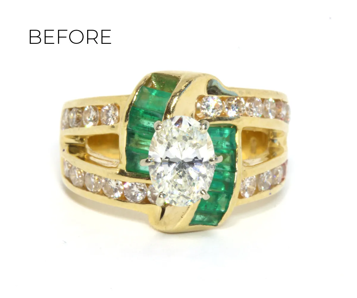Two Tone Oval Curved Wedding Ring Redesigned