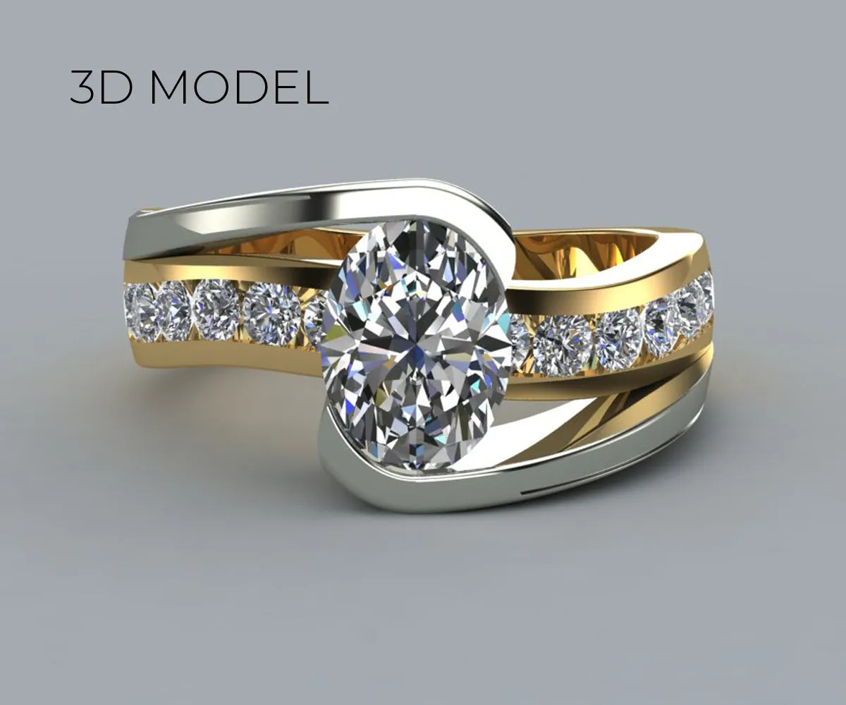 Two Tone Oval Curved Wedding Ring Redesigned